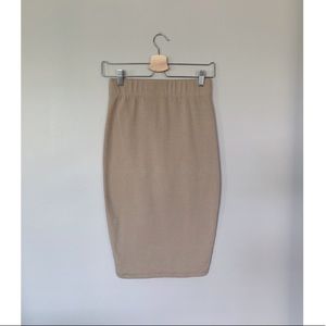 Bodycon Tan Midi Skirt